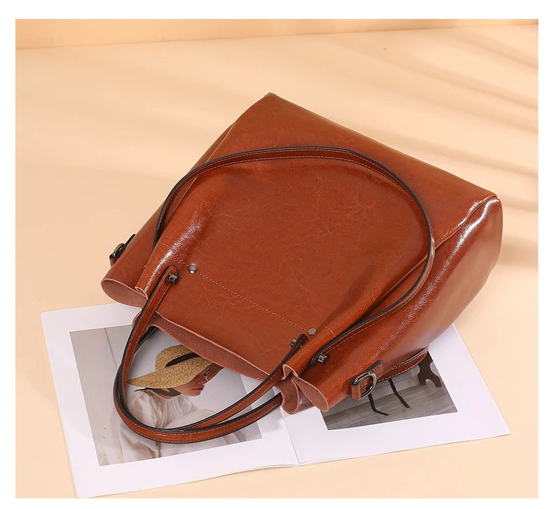 Burminsa Retro Cowhide Genuine Leather Handbags For Women 2025 Luxury Designer Work Tote Shopping Ladies Shoulder Crossbody Bags