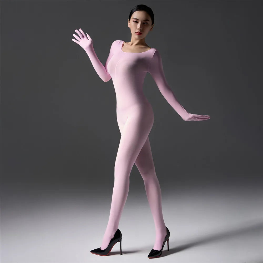 Sexy Cosplay Maid Tights Unisex Close Open Crotch Shaping Seamless Bodysuits Five Finger Gloves Jumpsuits Leotard Bodystocking Badiee Stylez