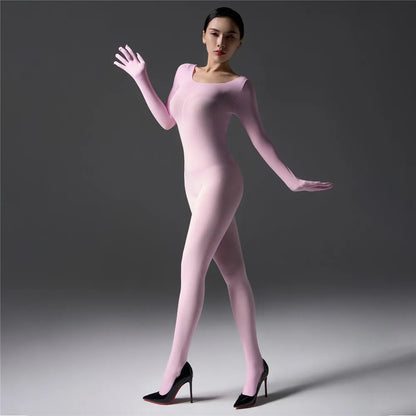 Sexy Cosplay Maid Tights Unisex Close Open Crotch Shaping Seamless Bodysuits Five Finger Gloves Jumpsuits Leotard Bodystocking Badiee Stylez