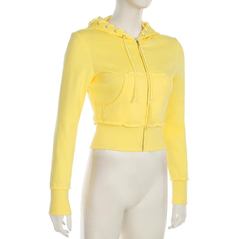 BIIKPIIK Drawstring Hooded Hoodie Suits Autumn Winter Solid Zipper Women Casual Pants Set Street Sporty Sweatshirt Two Piece Set