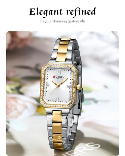 CURREN Women Watch Quartz Watch for Ladies Simple Elegant Dress Wristwatch Stainless Steel Bracelet