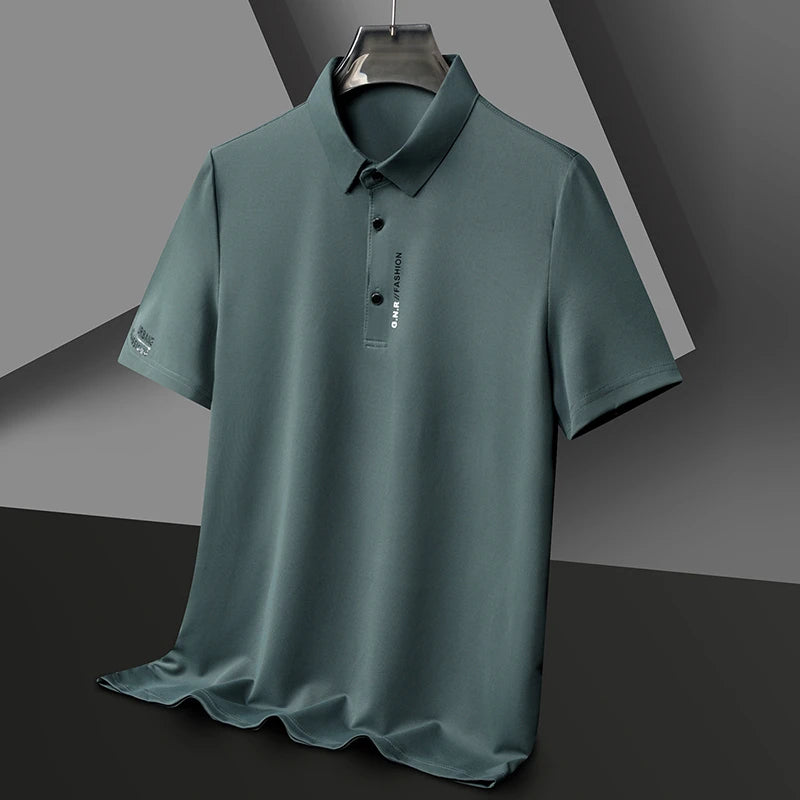 Men's Polo Shirt - Breathable & Comfortable Solid Color Top for Casual Business Style