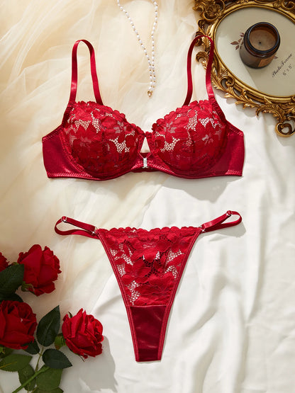 Ladies High-Quality Skin-Friendly Lace Trim Sexy Underwear Set Comfortable Feminine Innerwear Ensemble