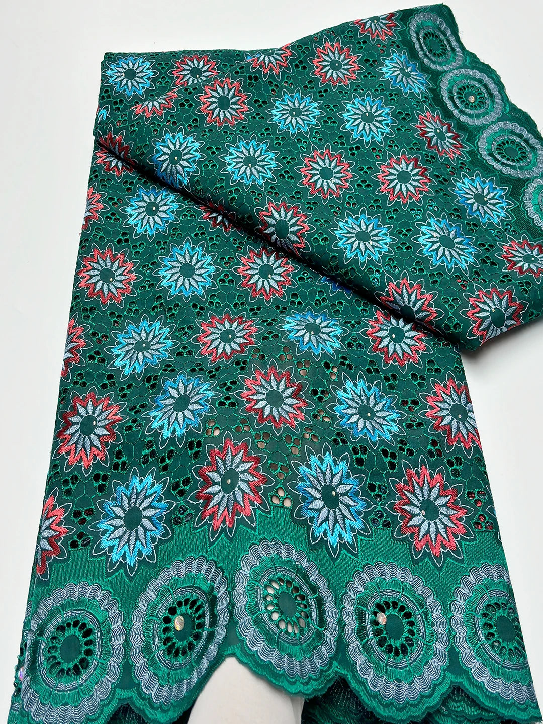 Original Austria Pure Cotton Lace Fabric 2024 High Quality Swiss Voile Embroidery Stones Lace Fabric For Women Celebration Dress A078 5码 5yard