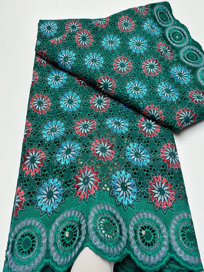 Original Austria Pure Cotton Lace Fabric 2024 High Quality Swiss Voile Embroidery Stones Lace Fabric For Women Celebration Dress A078 5码 5yard