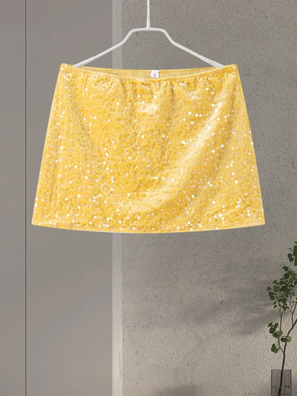 O-neck Vest Mini Skirt Suits Women Sexy sparkly Sequined Sleeveless Tank Tops With Bodycon Short Skirts Fashion Ladies Beachwear