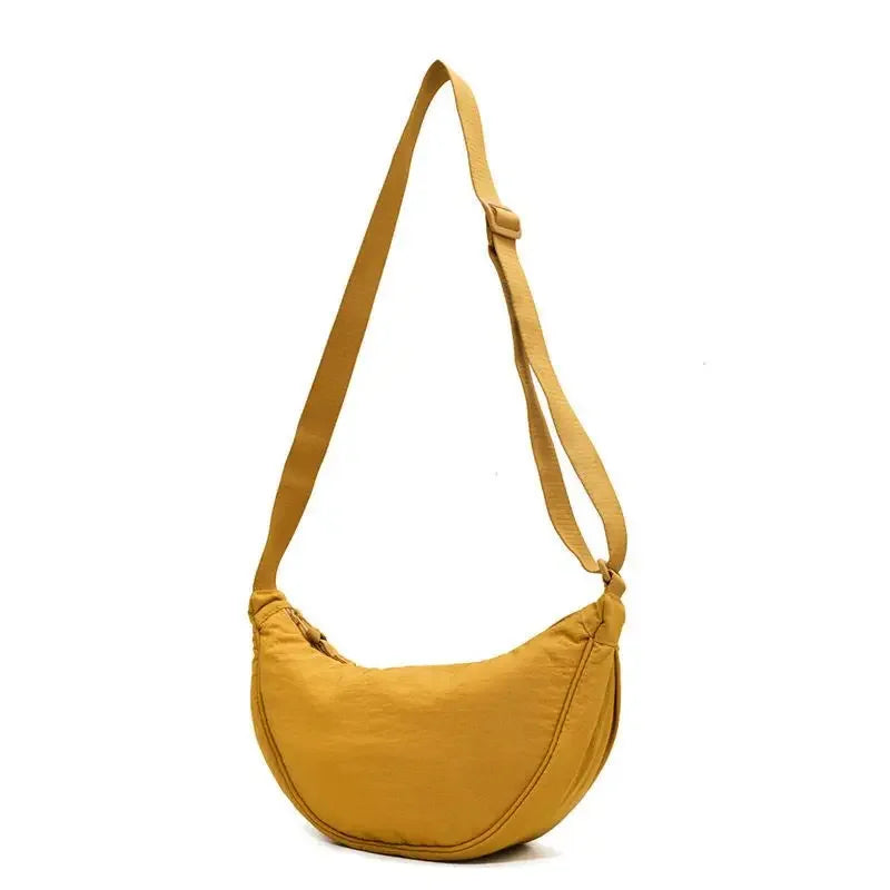 Simple Design Women's Messenger Bag Fashion Ladies Nylon Hobos Small Shoulder Bags Vintage Female Girls Purse Cloth Handbags yellow