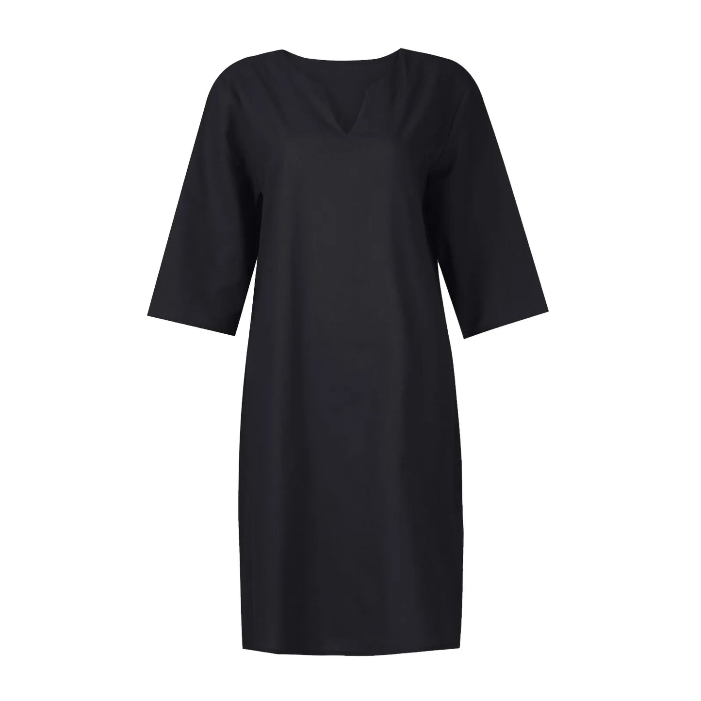 Cotton Linen Women's White Mini Dresses Half Sleeve Holiday Vacation Women's Dress V Neck Solid Color Women's Summer Party Dress