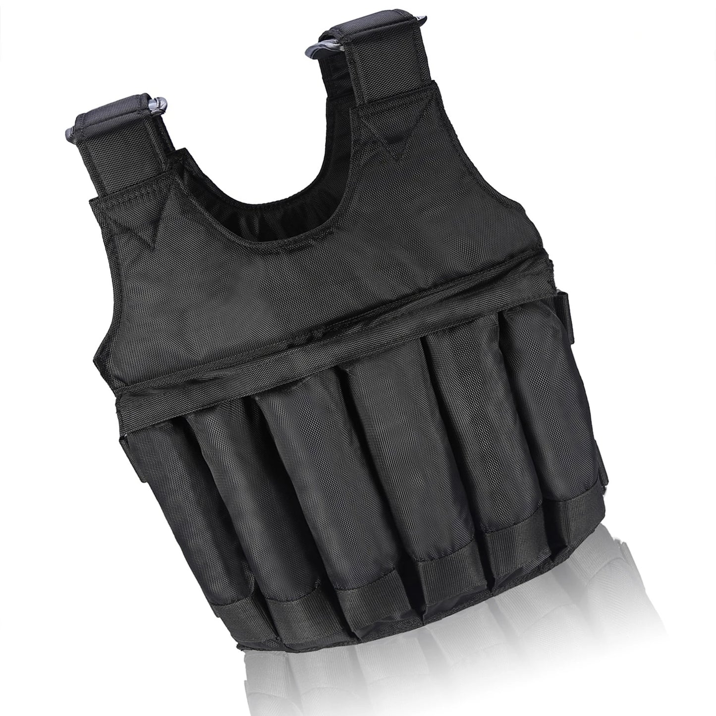 Fitness Weighted Vest with 12 Pouches for Sand or Steel Plates, Made of Durable Oxford Fabric, for Weight Loss and Exercise