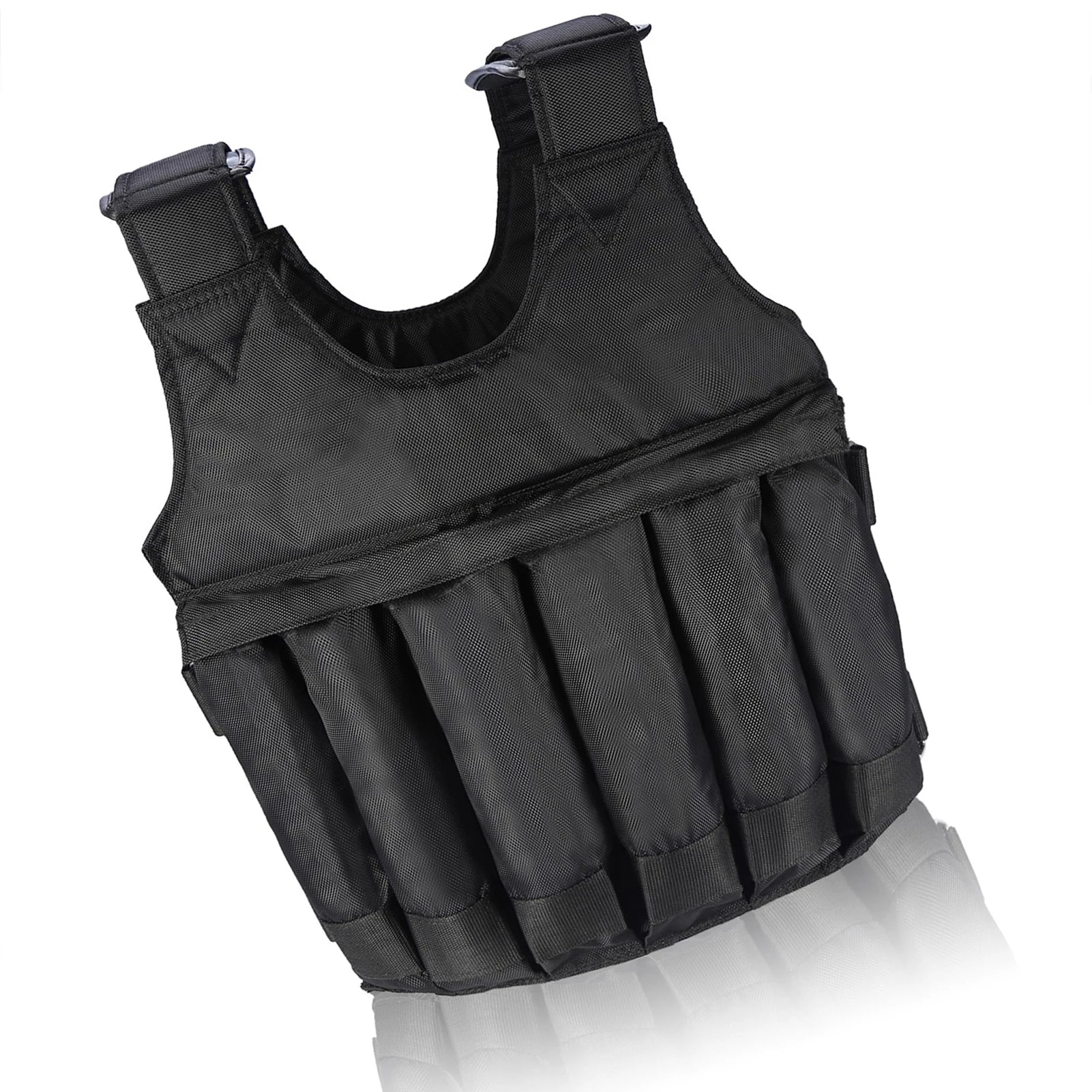 Fitness Weighted Vest with 12 Pouches for Sand or Steel Plates, Made of Durable Oxford Fabric, for Weight Loss and Exercise