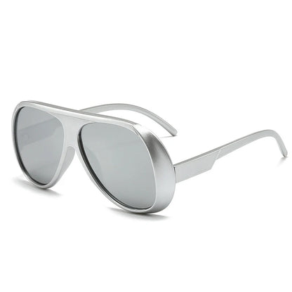 SHAUNA Fashion Oversized Pilot Men Sunglasses Retro Gradient Mirror Shades UV400 Women Sun Glasses Silver silver mirror