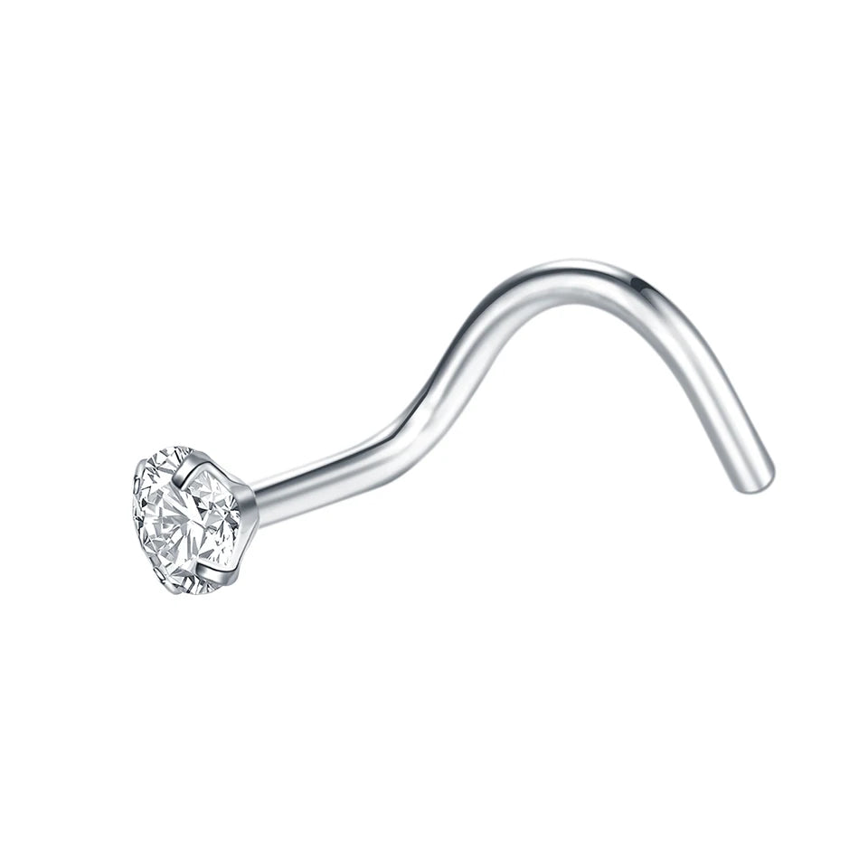 1PC Titanium 18G /20G 1.5/2/2.5/3mm Zircon Gem Nose Stud Piercing Screw Prong CZ Nostril Earring Nariz Piercings Sexy Jewelry Badiee Stylez