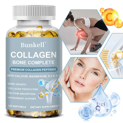 Marine Collagen 300 Mg with Calcium, Vitamin C and D - Skin, Bone, Joint Support Antioxidant Support
