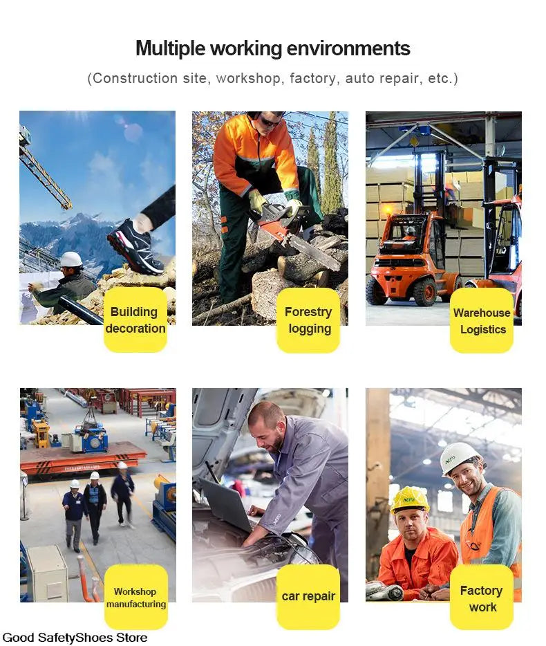 Steel Toe Safety Shoes Men Women Security Protection Work Shoes Lightweight Safety Boots Air Cushion Indestructible Shoes - Badiee Stylez