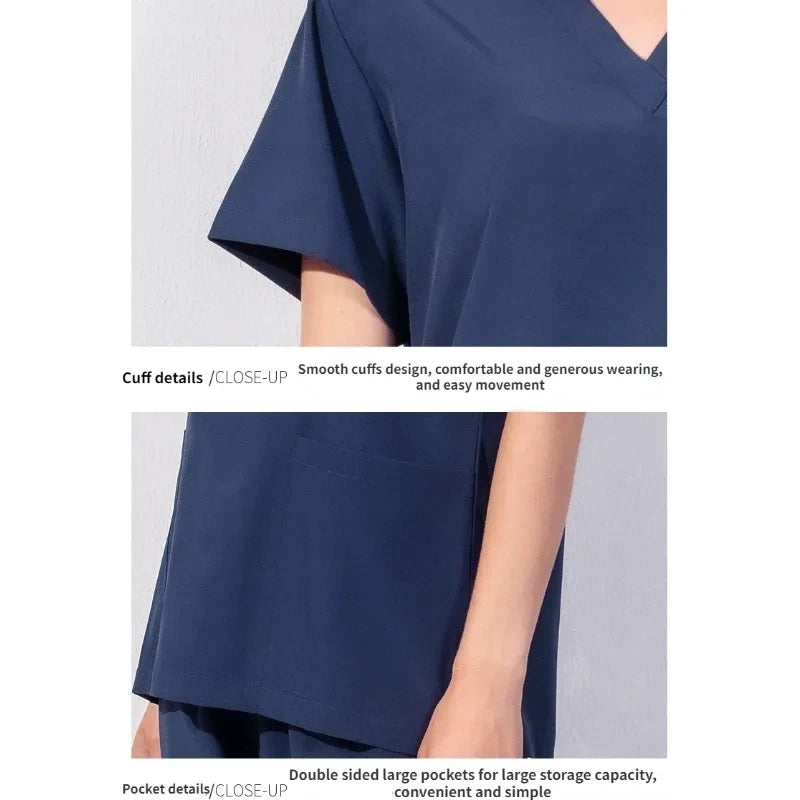 Men Scrubs Suit Plug Size Medical Uniforms V Neck Scrub Top Short Sleeve Pure Cotton Medical Pants Loose Nursing Workwear Doctor Badiee Stylez