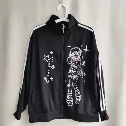 Punk Harajuku American Vintage Cute Print Hoodies Japanese Fashion Loose Y2k Aesthetic Sweatshirts Autumn All Match Clothes New