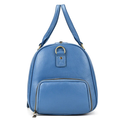 Luxury Genuine Leather Men Women Travel Bag Cow Leather Carry On Luggage Bag Travel Shoulder Bag Male Female Weekend Duffle Bag