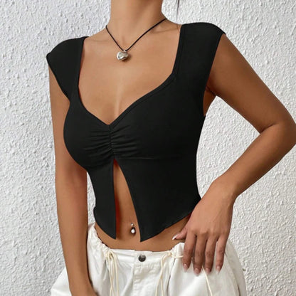 Sexy Square-neck Pink Tank Tops Korean Fashion Summer Sexy Women Clothes Slim Tees Woman V Neck Y2K Sleeveless 2024 Streetwear