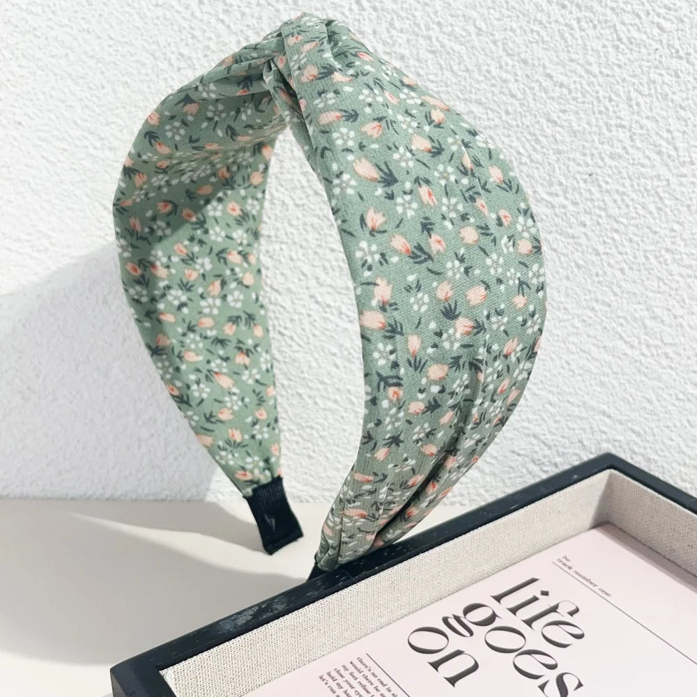 Bohemian Floral Cross Headband Women Wide Bands Hair Hoop Styling Tool Fabric Flower Print Vintage Headwear Accessories Summer