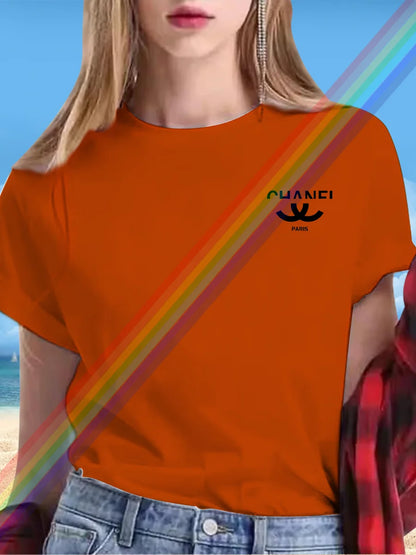 New alphabet Print Casual Graphic T-shirt Short sleeve Sports Women's T-shirt Unisex casual everyday wear Summer women's T-shirt TZ-783 (1) 3 CHINA