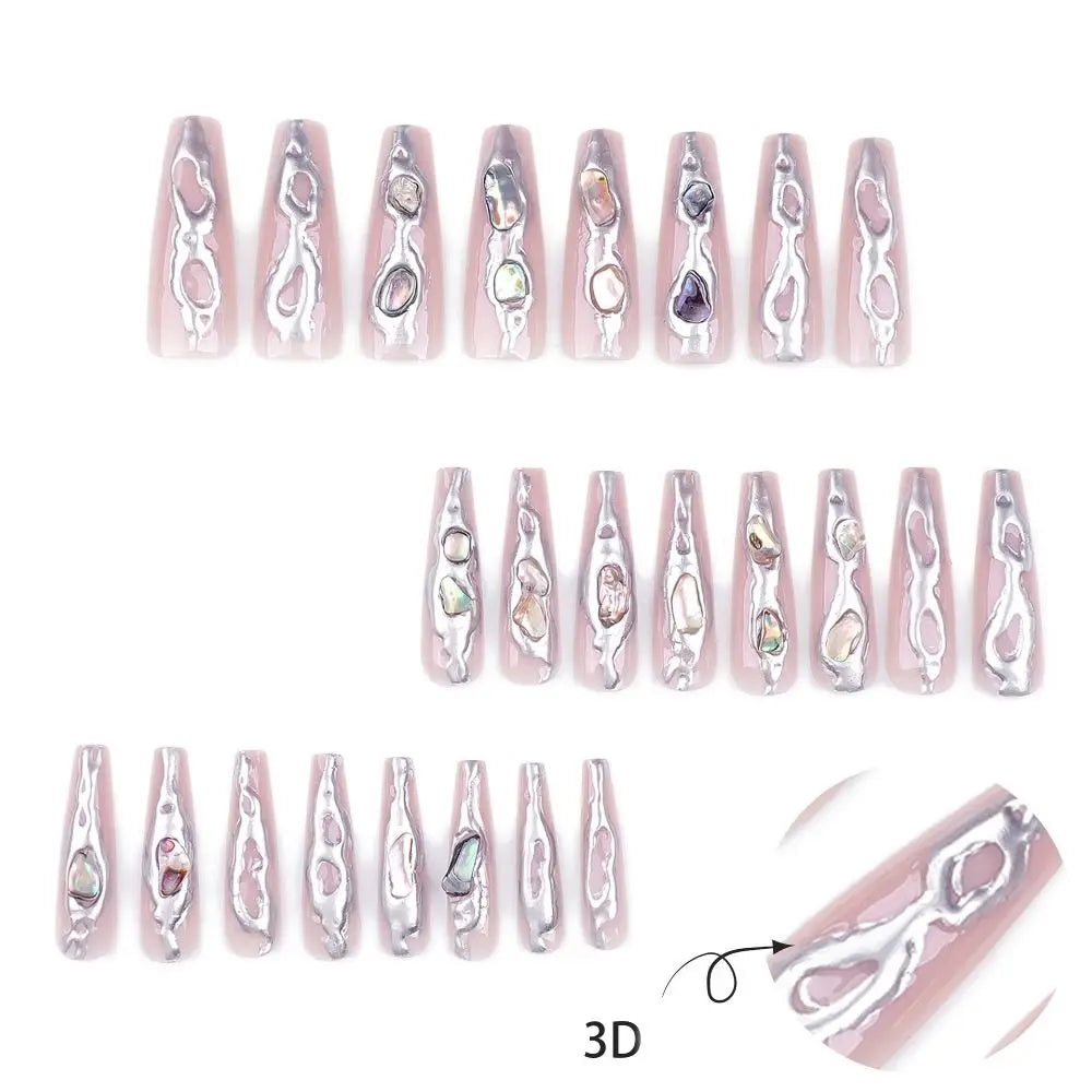 24pcs Manicure Long Almond False Nails Stiletto Ballerina Fake Nials Detachable Halloween Bat French Nail Tips DIY
