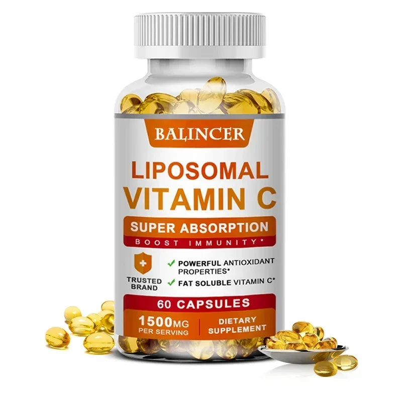 Liposomal Vitamin C Capsules - Promotes Collagen Production, Supports Skin, Immune Health, Powerful Antioxidant 60count-1 bottle