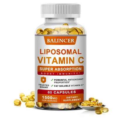 Liposomal Vitamin C Capsules - Promotes Collagen Production, Supports Skin, Immune Health, Powerful Antioxidant 60count-1 bottle