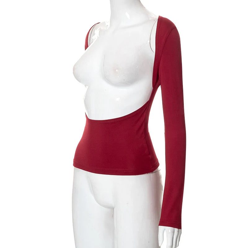 Backless Short Sleeve Blue Y2K Crop Top Women Casual O Neck Summer T Shirts Sexy Vintage Cut Out