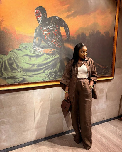 Cotton Linen Set Women Spring Summer Loose Oversize Long Sleeve Shirt Long Pants 2 Piece Sets Casual Office Ladies Trousers Suit