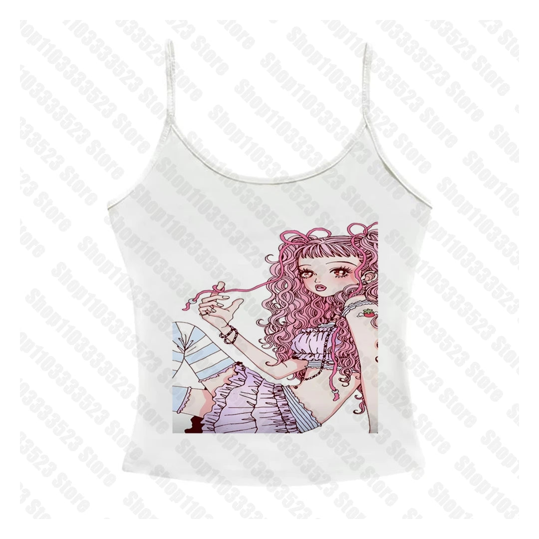 Gothic E-girls Aesthetic graphics Harajuku Women's Tank Women Grunge Crop Tops Y2k style Clothes Gothic Y2k style Punk Baby Tank white 4