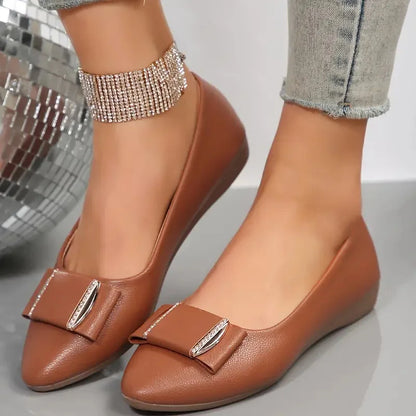 2024 Women Trend Flat New Casual Lightweight Office Dress Shoes Women Baotou Slip on Comfortable Elegant Loafers Shoes for Women Brown