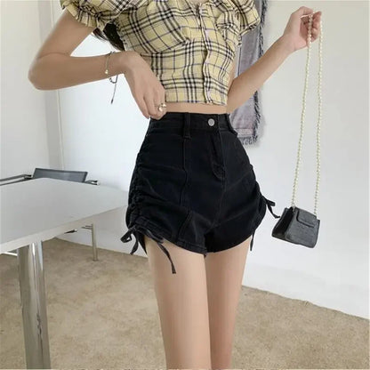 Korean Style Sexy Tight Women's Denim Shorts Designer New In Streetwear Design Y2k Harajuku Low Price Female Short Jeans Pants Black Denim Shorts