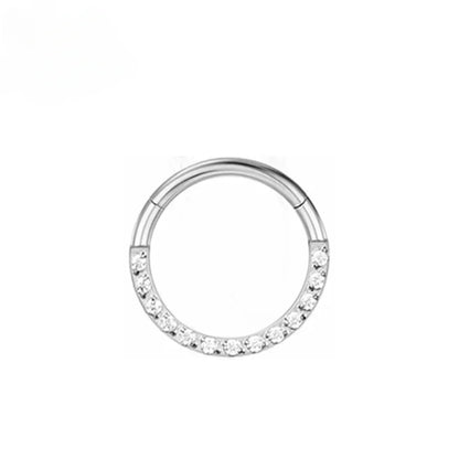 Surgical Steel Nose Rings Hinged Segment Ear Cartilage Tragus Earrings Helix Hoops CZ Septum Clicker Piercing Body Jewelry A-Silver