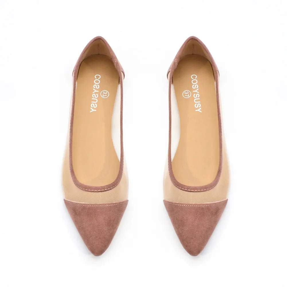 Women's Casual Sandals Pointed Spliced Flat Shoes for Women's Daily Shallow Mouth Fashion Mesh Shoes Single Shoe Women Shoes