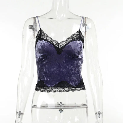 Goth Sexy Lace Corset Crop Tops Camis Y2K Harajuku Aesthetic Black Red Cross Basic Tank Top Summer Women Grunge Emo Streetwear