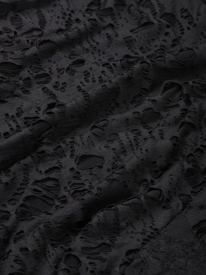 Halloween Plus Size Women's Gothic Lace Flare Sleeve A-Line Midi Dress Ladies Asymmetrical Hem Punk Party Costplay Dress 1XL-6XL