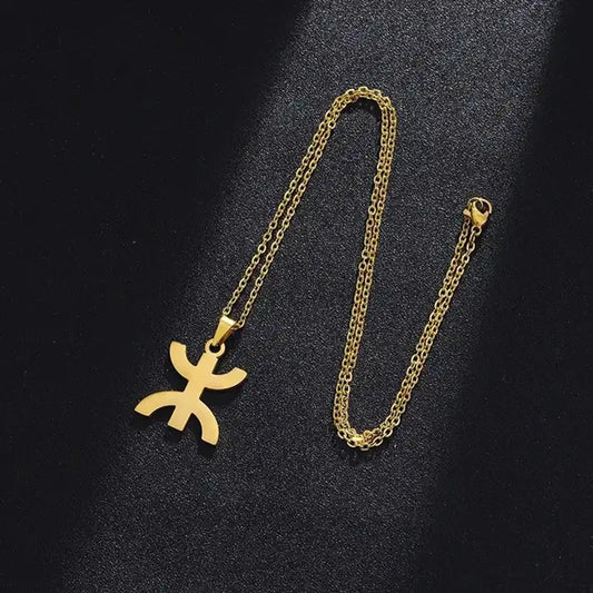 African Berbers Symbol Pendant Necklace Amazigh Letter Yaz Stainless Steel Ethnic Amulet Women Men Necklace