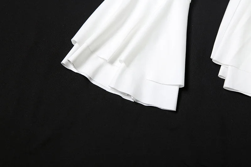 2025 New Autumn Irregular Hem Dress Women Y2K Flare Sleeve V-Neck Bandage Stretch Elegant Birthday Party Chic Hipster Bodycon Badiee Stylez