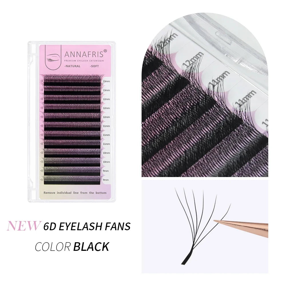 ANNAFRIS W Shape 6D Volume Eyelash Extension False Mink Soft Natural Premade Fans Lash 6D W Shaped Easy Faning Eyelashes 6D W Shape Lash