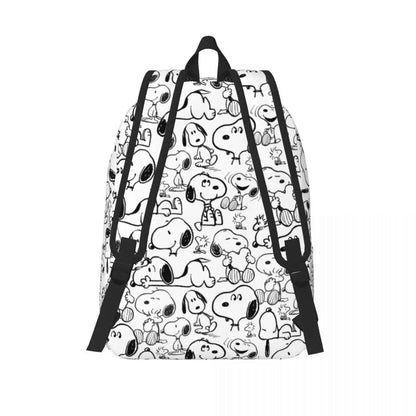 Snoopy Smile Cute Cartoon Backpack for Men Women Cool Student Work Daypack College Canvas Bags with Pocket