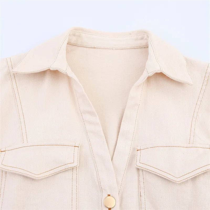 New Long Dresses 2025 Woman Fashion Summer V-neck Single Breasted Slim Fit Denim Skirts Women's Clothing Tops