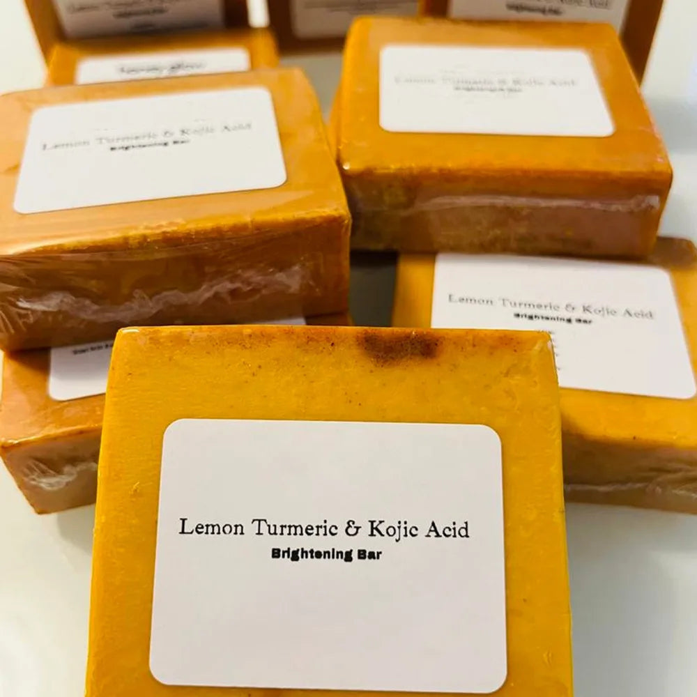 100g Turmeric Hand Made Soap, Lemon Kojic Acid Soap, Shower and Facial Soap Badiee Stylez