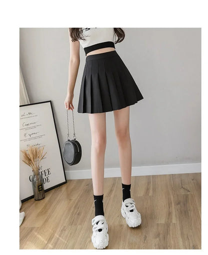 2024 Summer New High Waist Slimming Solid Color A-line Skirt Women's Fashion Sports Tennis Badminton Academy Style pleated skirt