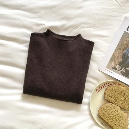 2025 Women Turtleneck Knitted Pullovers Solid Sweater Harajuku Korean Soft Warm Knitwear Autumn Winter Fashion Slim Jumpers Tops Badiee Stylez