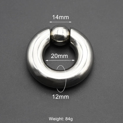 1Pc Large Gauges Stainless Steel CAPTIVE SPRING BEAD RING for Septum Piercing BCR Nose Ring Hoop Expander Earlobe Earrings 00G 12x20-14mm 1 Piece