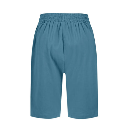 Womens Capris Cotton Linen Pants Drawstring Elastic Waist Pants Casual Cropped Trousers Daily Breeches Five Half Pants Pantalone