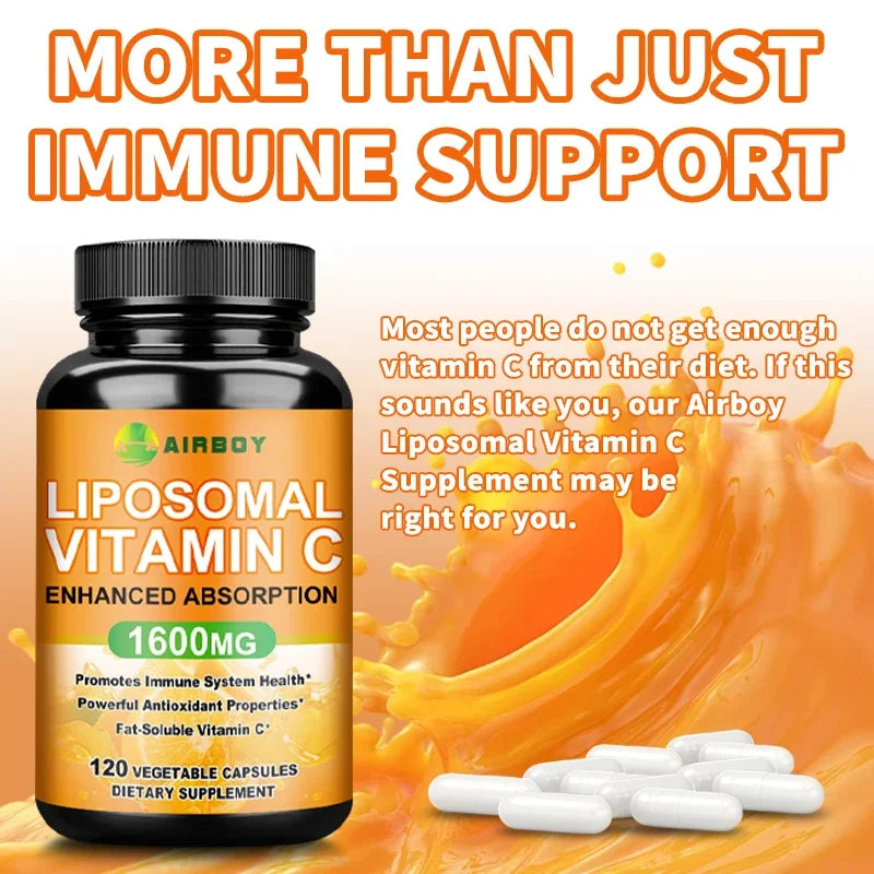 Liposomal Vitamin C 1600mg - Promotes Collagen Production, Immune Support, Powerful Antioxidant