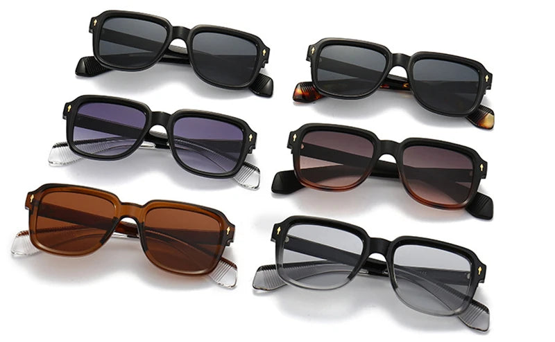 SHAUNA Fashion Sunglasses Women Square Gradient Shades UV400 Retro Rivets Men Sun Glasses