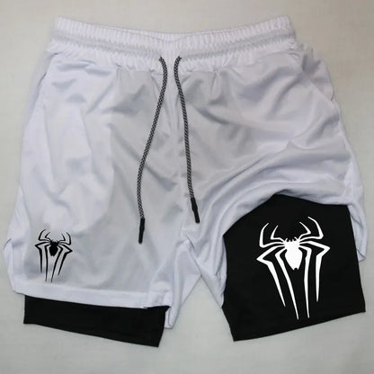 Men's  sports shorts,  spider print  compression shorts , informal, training, running, 2-in-1, Y2K order shipped directly Badiee Stylez