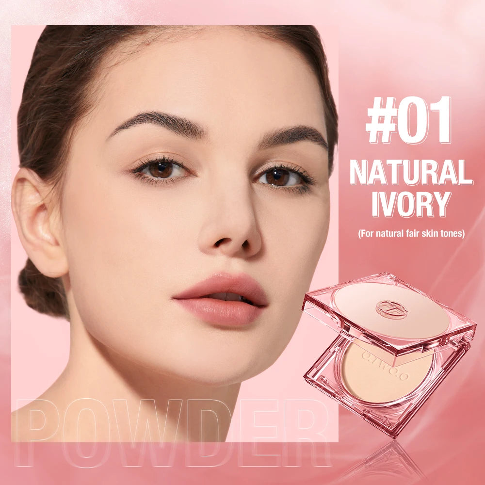 O.TWO.O Face Powder Oil-control 24 Hours Long Lasting Waterproof Matte Face Makeup Cosmetic Setting Compact Powder 01 IVORY